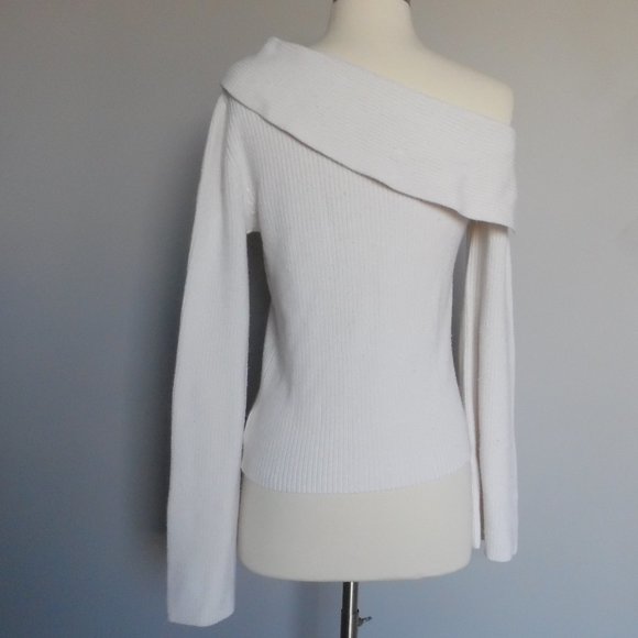 Theory Prosecco One-shoulder Ribbed Fold over Sweater - Picture 9 of 16